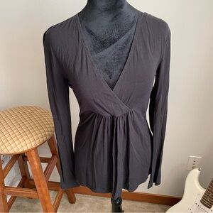 Eddie Bauer Black Wrap Long Sleeve flowy Blouse